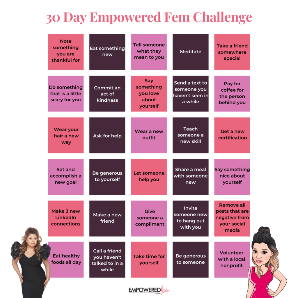 30 Day Challenge - Boxes with challenges in them that are listed in the blog post